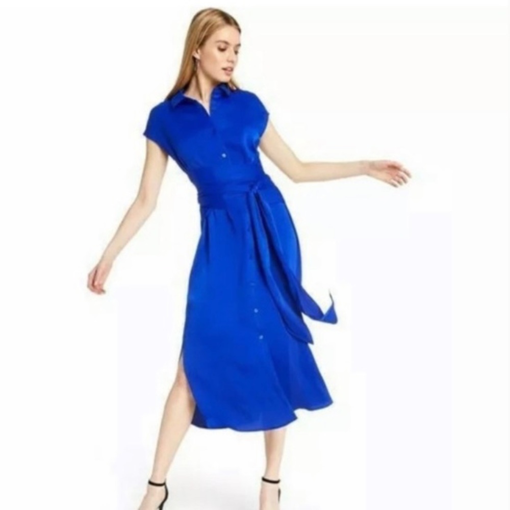 Cushnie Electric Blue Button-Front Shirt Dress